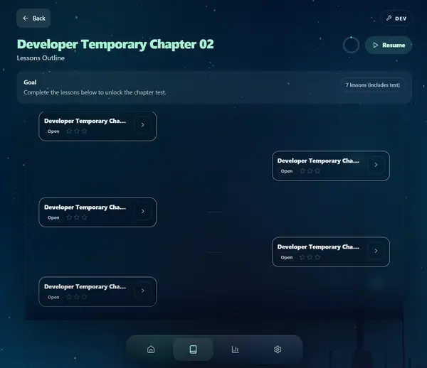 Squawk lesson selection prototype screen