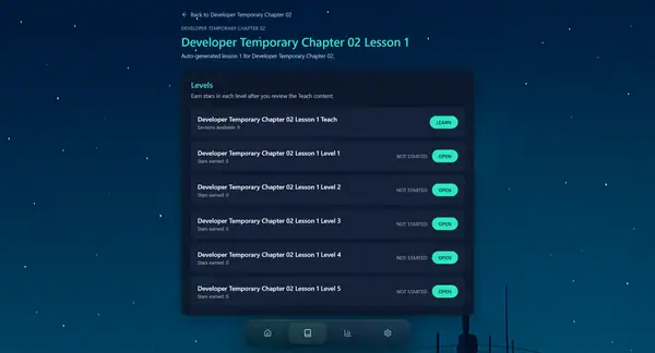 Updated Squawk lesson and level selector screen